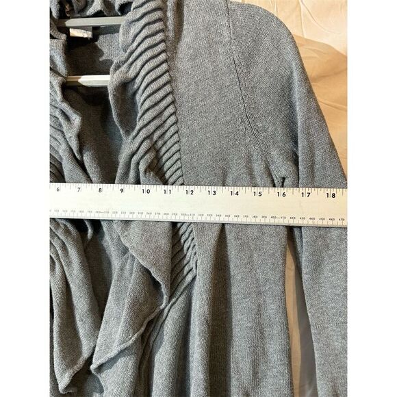 Soft Surroundings Ruffle Cardigan M Open Front Cozy Waterfall Knit Feminine Chic - Picture 5 of 10